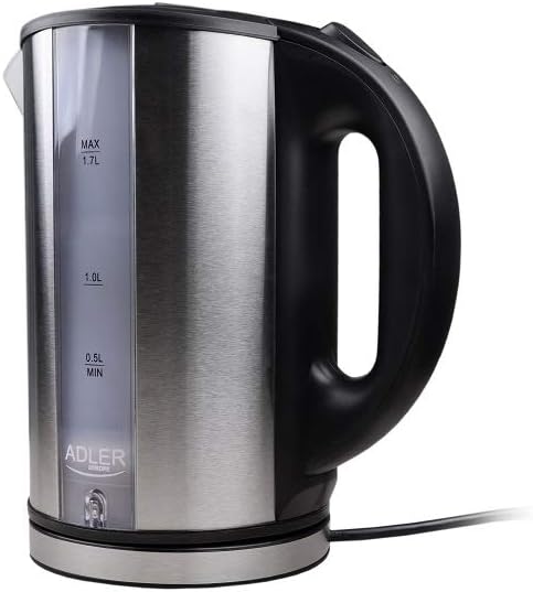 Adler AD 1216 FO-AD1216, Kunststoff, 1.7 liters, Silber/Schwarz 1 - Pack Noir, plastique 1.7 Liter,