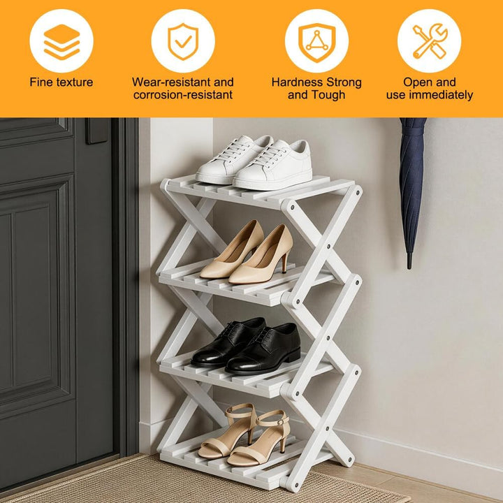 CEWROM Kleines Schuhregal, Vertikaler Schuhhalter aus Bambus, Schuh-Organizer, Multifunktionales sch