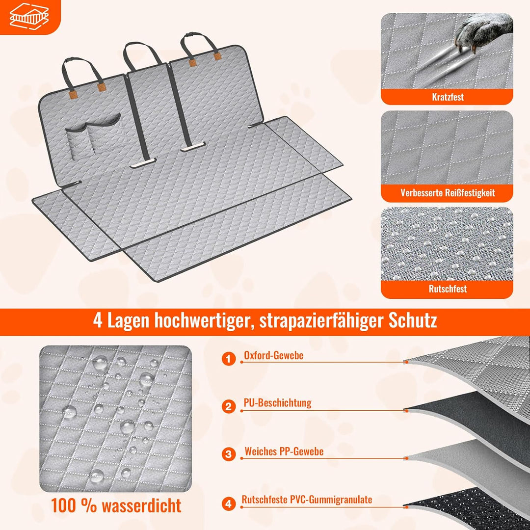 Hundedecke Auto Rückbank, rutschfeste wasserdichte Autoschondecke Hund Rücksitz, Hundeschutz Auto Rü