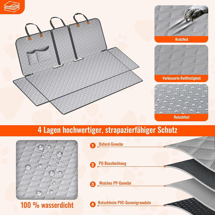Hundedecke Auto Rückbank, rutschfeste wasserdichte Autoschondecke Hund Rücksitz, Hundeschutz Auto Rü