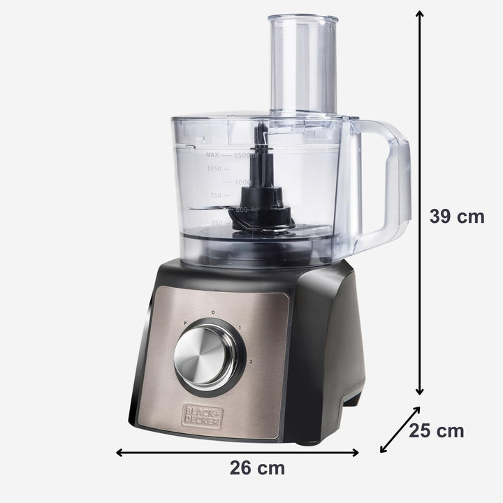 BLACK+DECKER BXFPA1200E - Küchenmaschine, 1.200W, Behälter 1,5l, 2 Geschwindigkeitsstufen/Turbofunkt