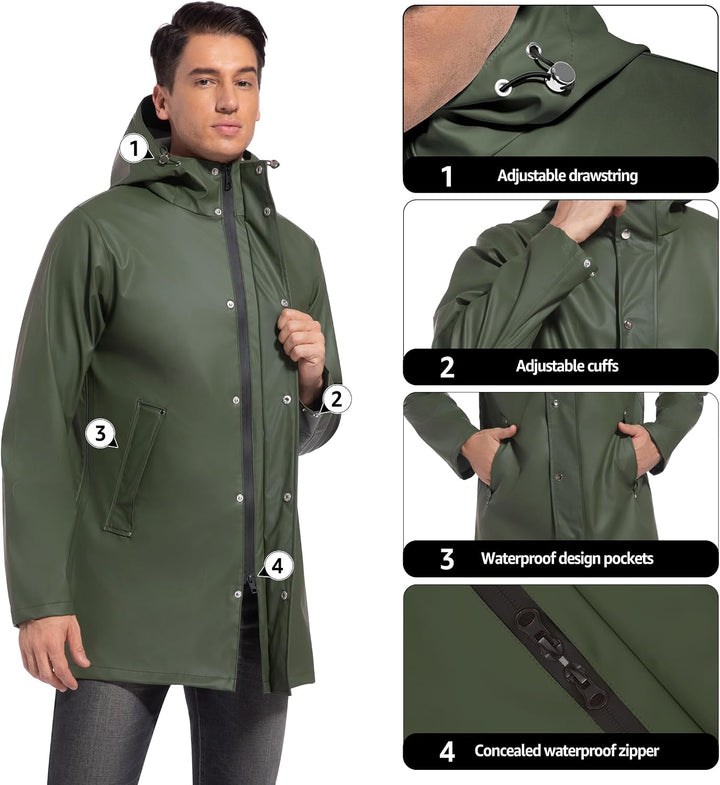 UNIQUEBELLA Regenjacke Herren Wasserdichter, Regenmantel mit Kapuze für Männer Atmungsaktiv Windbrea