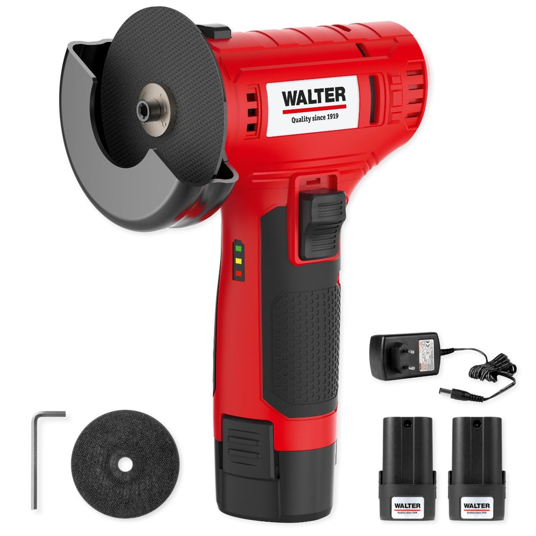 WALTER - 12V Winkelschleifer mit 2 Akkus, 12V Akku-Winkelschleifer: Flexibel, leistungsstark und ink