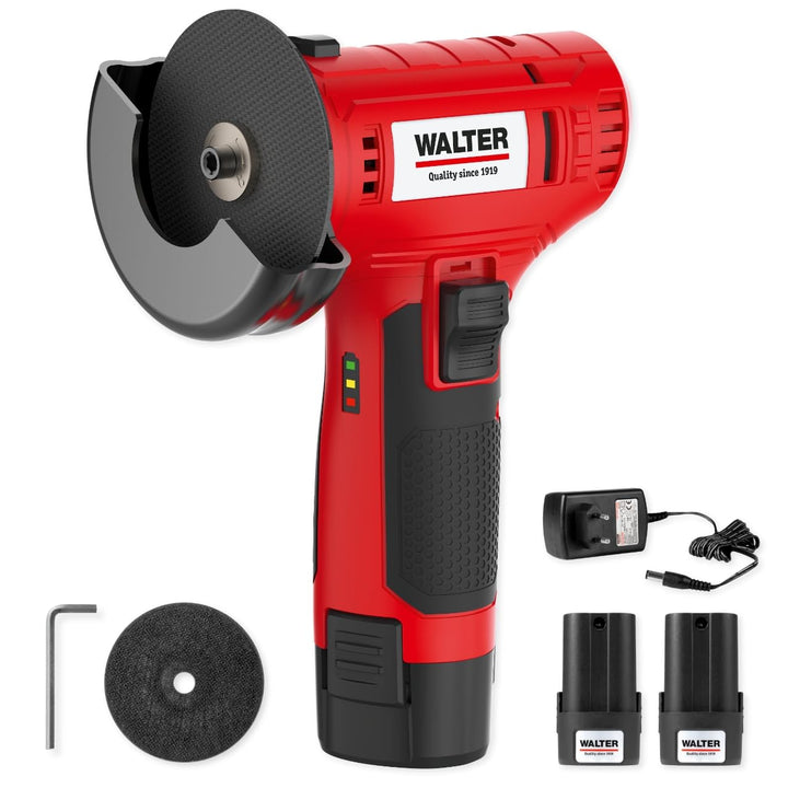 WALTER - 12V Winkelschleifer mit 2 Akkus, 12V Akku-Winkelschleifer: Flexibel, leistungsstark und ink
