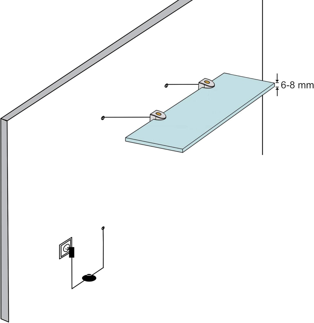 LED Glasregal Wandpaneel Hängeregal Wandboard Wandregal Regal beleuchtet, Auswahl:SET - 300mm, Set -
