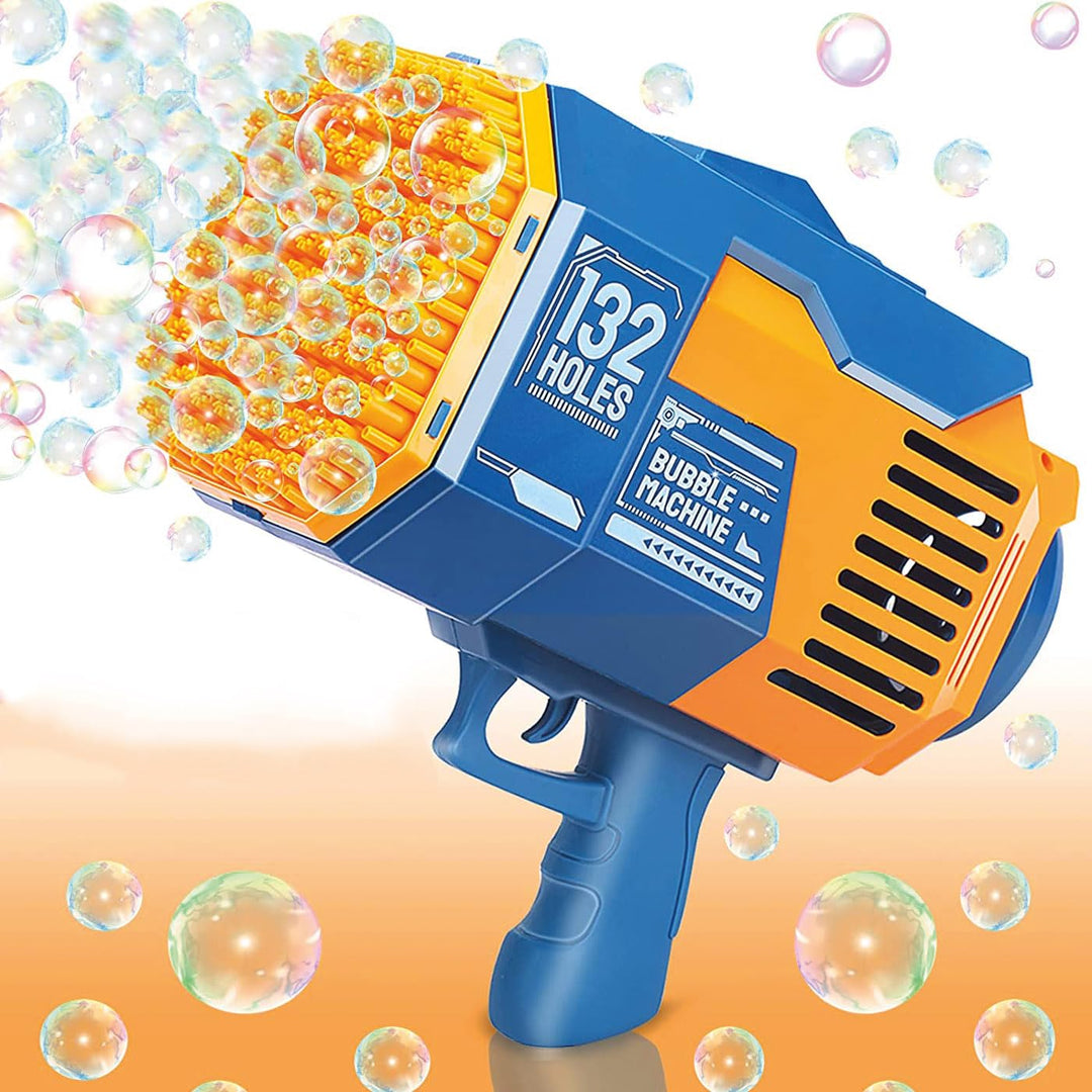 Bazooka Bubble® Blau | Seifenblasenmaschine | Automatisches Rocket-Spielzeug mit 69 Löchern | Outdoo
