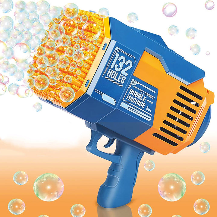 Bazooka Bubble® Blau | Seifenblasenmaschine | Automatisches Rocket-Spielzeug mit 69 Löchern | Outdoo