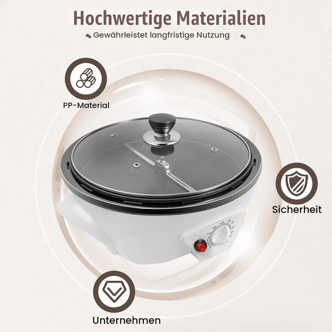 WUPYI2018 Elektrische Kaffee Röster Maschine,1200W Kaffeebohnenröster Haushalt Elektrische Trommel T