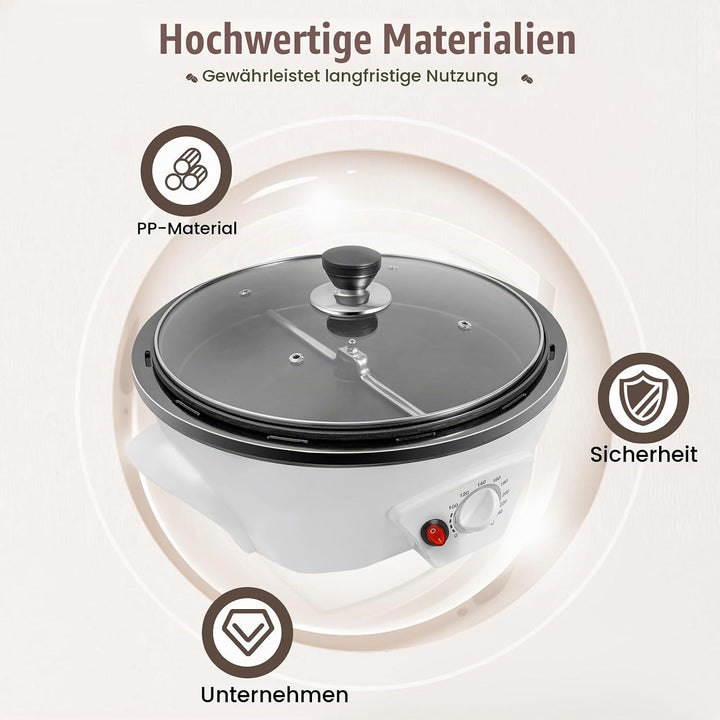 WUPYI2018 Elektrische Kaffee Röster Maschine,1200W Kaffeebohnenröster Haushalt Elektrische Trommel T