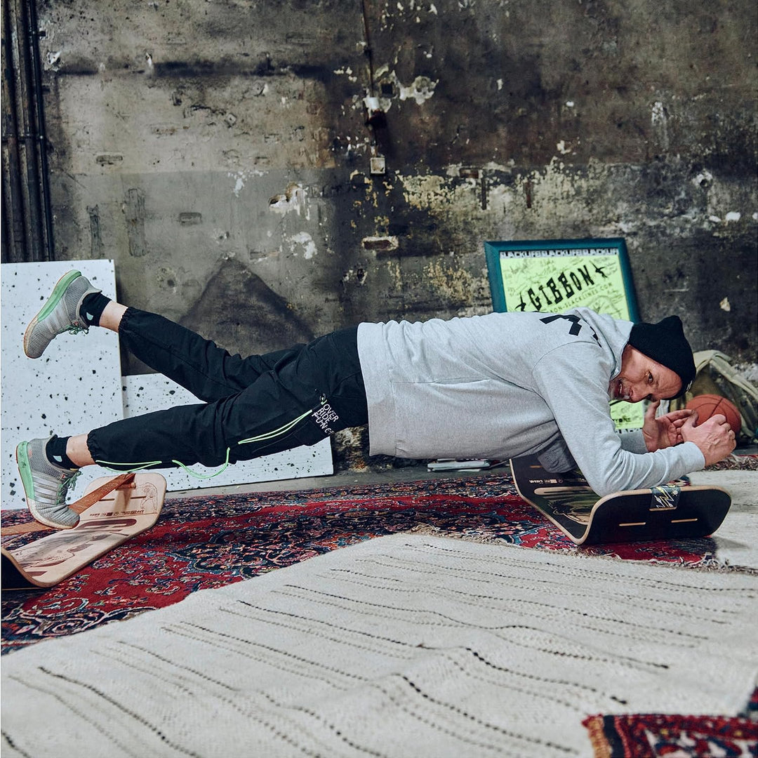 GIBOARD-SET BONZO CLASSIC - Innovatives Balance Board | Freestyle-Workout | hochwertiges Buchenholz