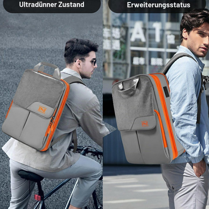 ZINZ Schlanker und Erweiterbarer Laptop-Rucksack 15,6 16 17 Zoll Reise-Business-Rucksack Regenfester