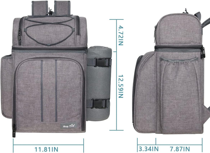 Hap Tim Picknickkorb für 2, 2 Personen Picknick-Rucksack mit Weinhalter, Fleecedecke, Besteck-Set, p