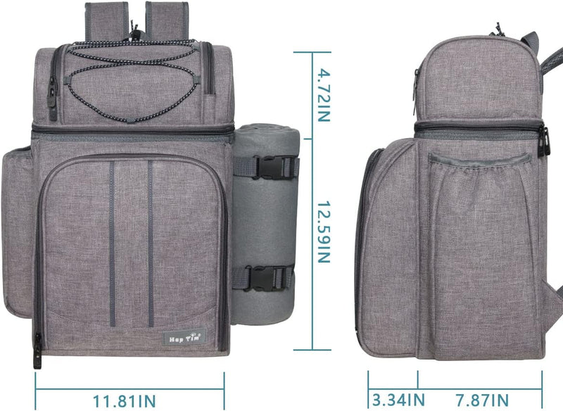 Hap Tim Picknickkorb für 2, 2 Personen Picknick-Rucksack mit Weinhalter, Fleecedecke, Besteck-Set, p