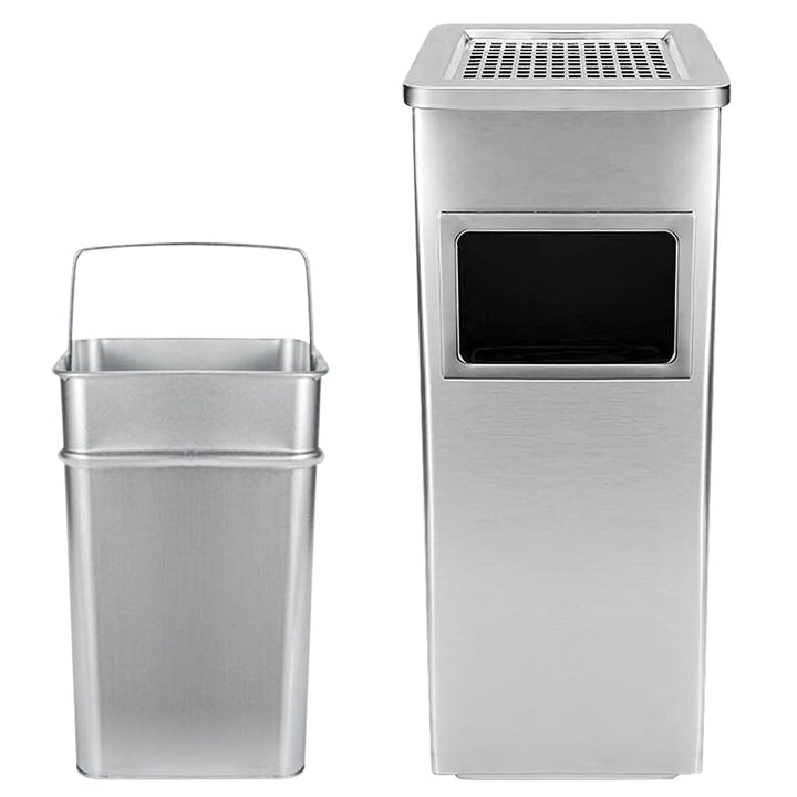 Mülleimer mit Aschenbecher für den Aussenbereich – Standaschenbecher aus Edelstahl mit Mülleimer – 2