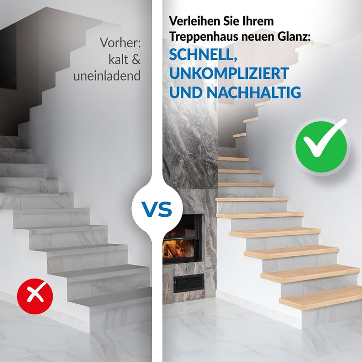Treppenstufen mit U-Profil [LED-kompatibel] Renovierungsstufen für die Treppe, Laminat-Stufen, Tritt