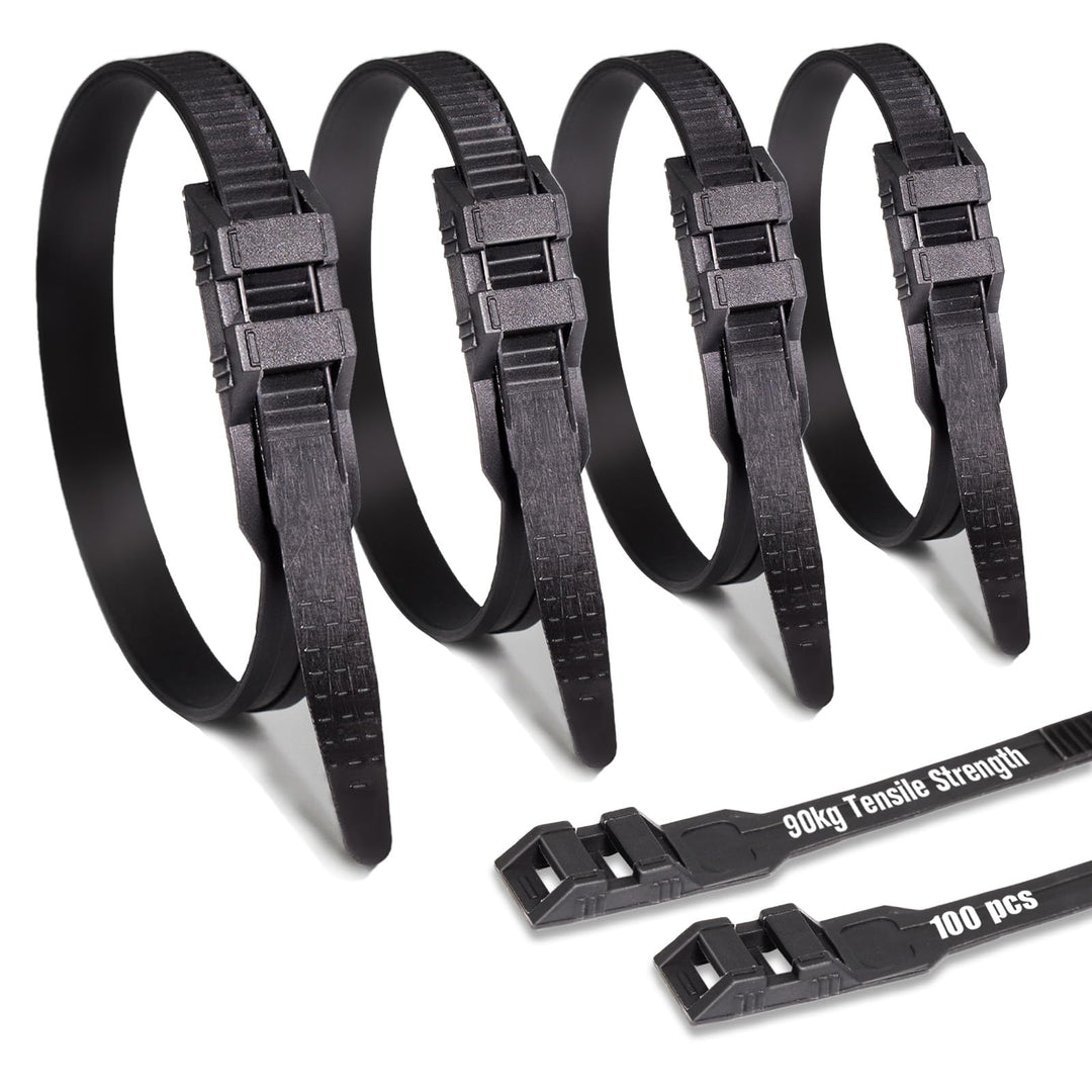 9 * 260mm Doppelsperre Kabelbinder Lang Set Schwarz Nylon UV Beständig Grosser Kabelbinder für Kabel