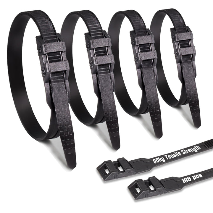 9 * 260mm Doppelsperre Kabelbinder Lang Set Schwarz Nylon UV Beständig Grosser Kabelbinder für Kabel