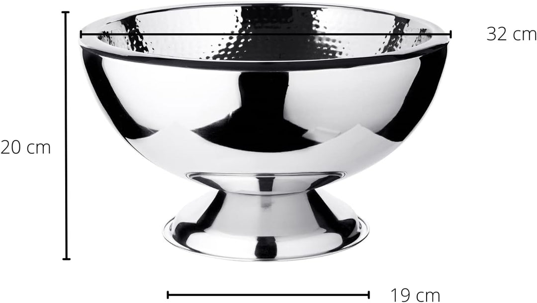 EDZARD Champagnerkühler Cadiz (ø 32 cm, H 21 cm) Edelstahl hochglanzpoliert, innen gehämmert, doppel