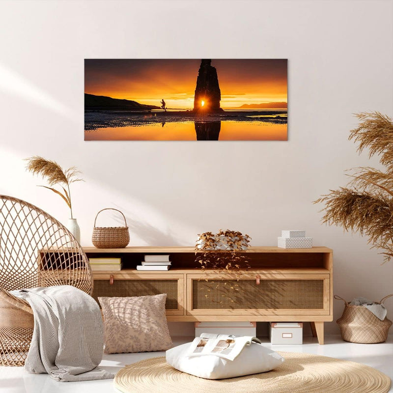 Wandbilder Dekoration Wohnzimmer Meer Felsen Wasser Panorama Bilder auf Leinwand 120x50cm Leinwandbi