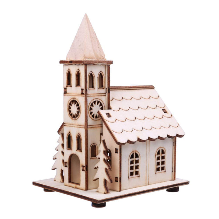 Toyvian LED Weihnachtshaus Beleuchtet Winterdorf Haus Holz Weihnachtsdorf Häuser Holzhaus Weihnachts