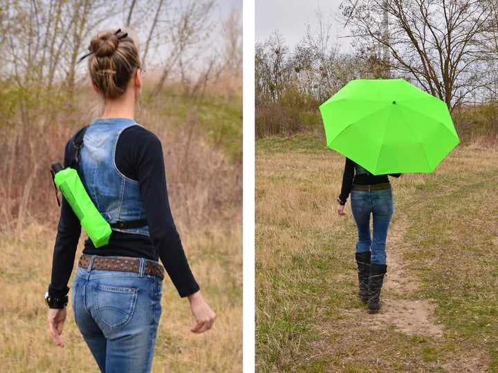 iX-brella Trekking XL Taschenschirm 115 cm gross mit Umhängetasche neon green, neon green