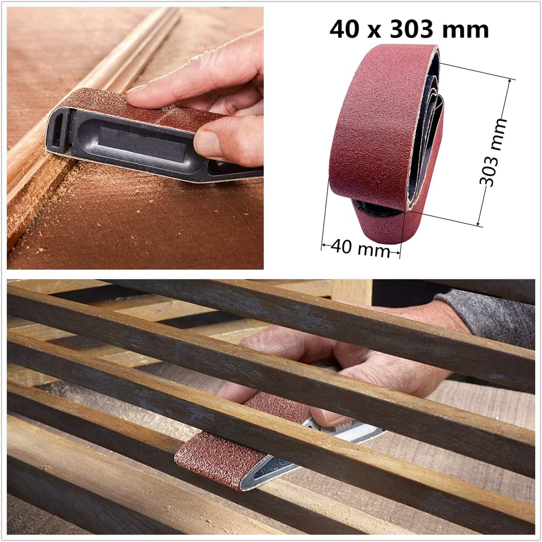 SenmaiTools Schleifbänder 40 x 303 mm, (Korn 40 60 80 120 150 240) Professionelle Schleifbänder, Sch
