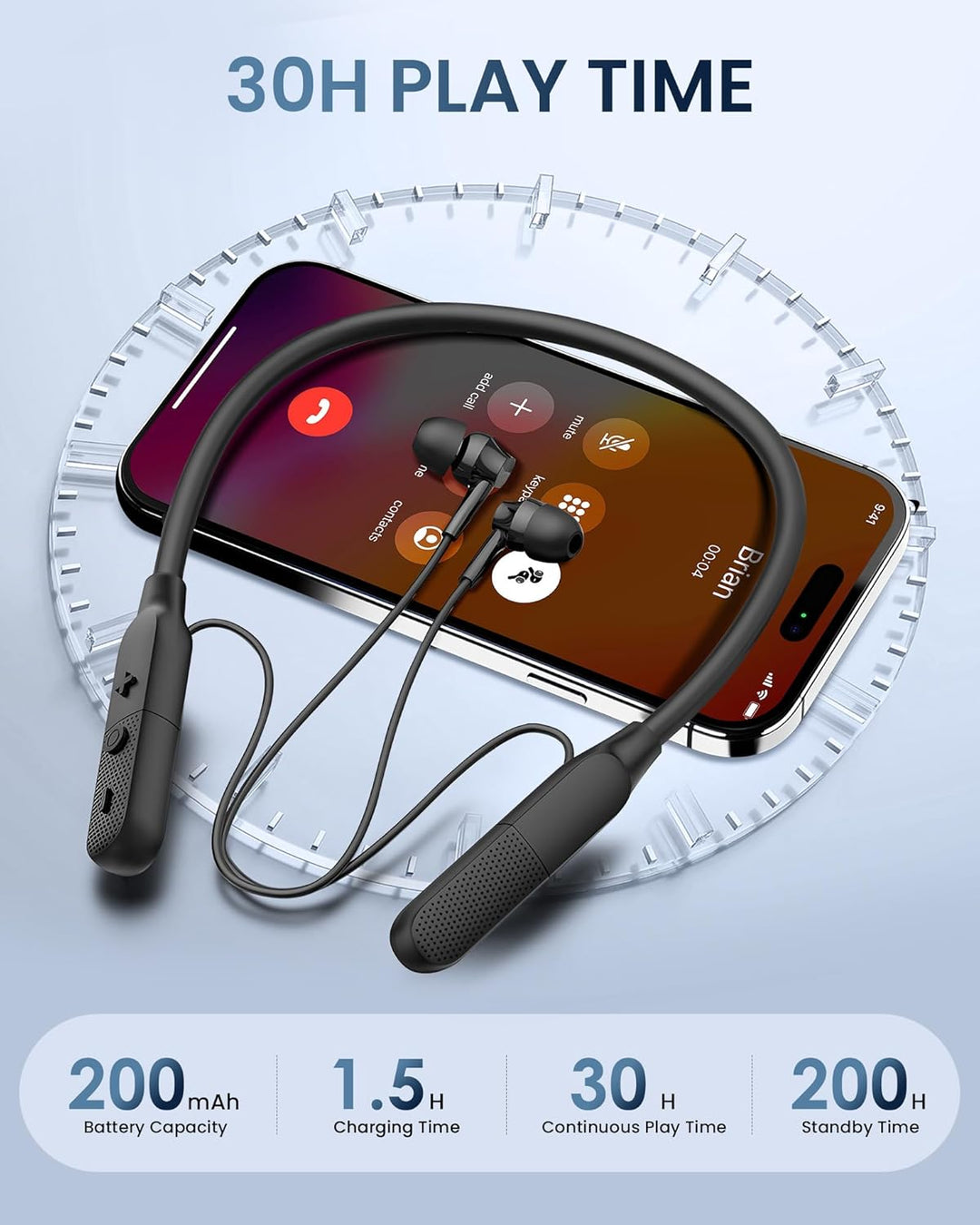 LAMA Bluetooth 6.0 Kopfhörer Sport Ohrhörer 30 Std. Spielzeit ENC Noise Cancelling Kabellos Sportkop