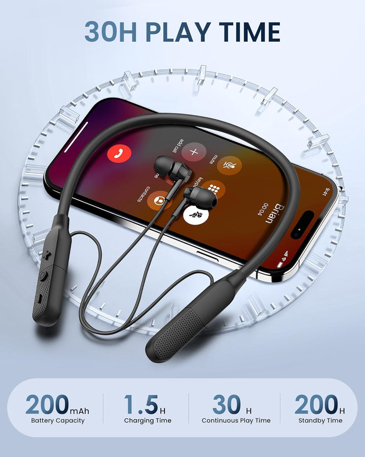 LAMA Bluetooth 6.0 Kopfhörer Sport Ohrhörer 30 Std. Spielzeit ENC Noise Cancelling Kabellos Sportkop