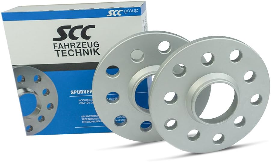 SCC Spurverbreiterung 12112E - silber eloxiert - LK: 100/4+108/4 NLB: 57,1 - 10mm - 2 Stück 10mm sil