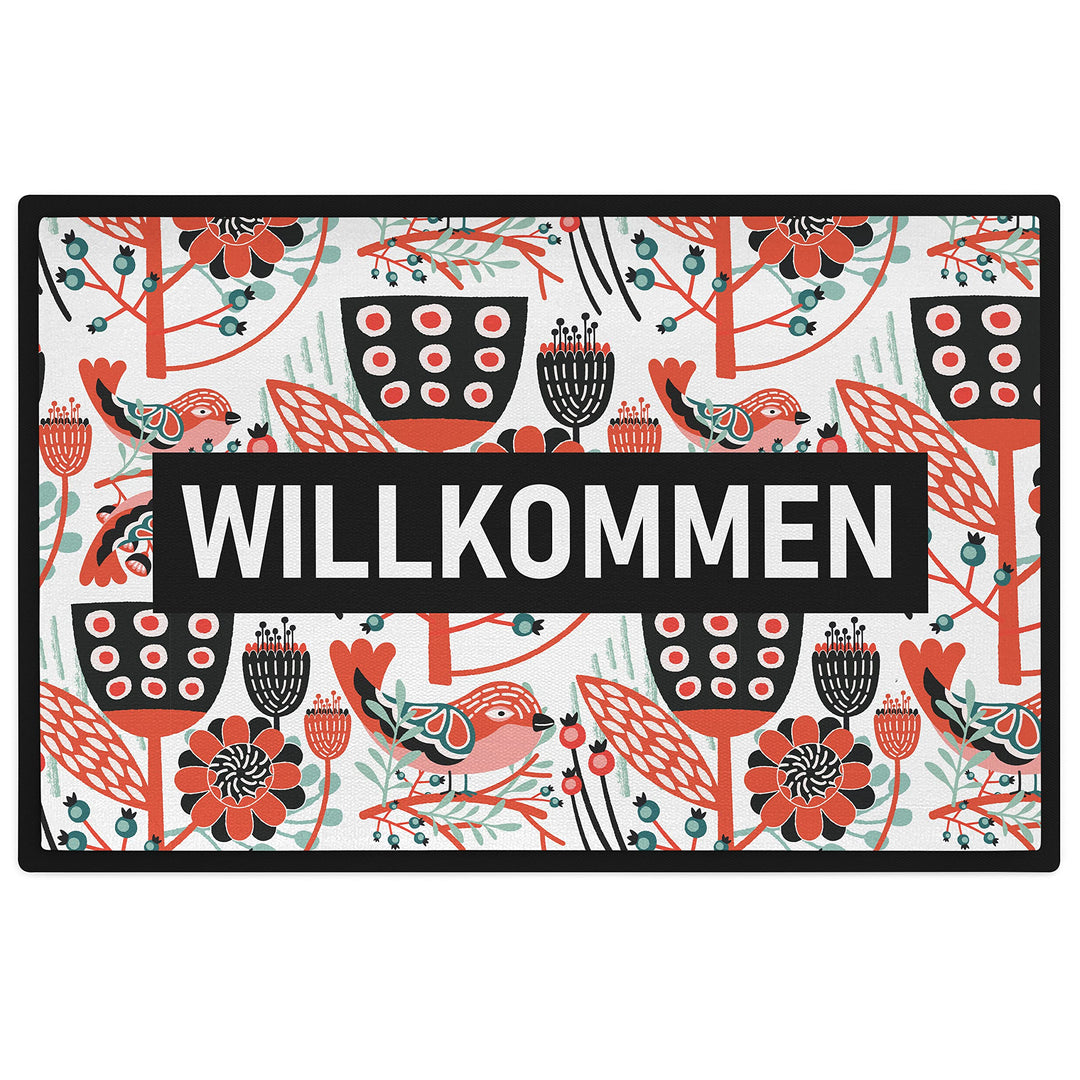 Trendation - Willkommen Fussmatte Grafik Schmutzfangmatte Geschenk Aussen Innenbereich 60x40 cm Wasc