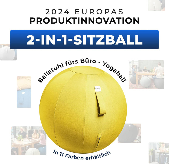 Sitzball Büro Ergonomisch 65 cm, Ergonomische Sitzmöbel für Büro und Heimbüro, Langlebiger Stoff, Gy