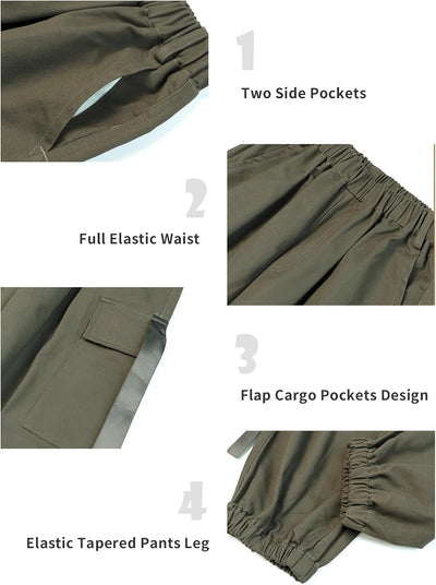 Rolanko Kinder Cargo Hose Elastische Taille Jogger Tanz Hose für Mädchen Streetwear Hip Hop, 122-128