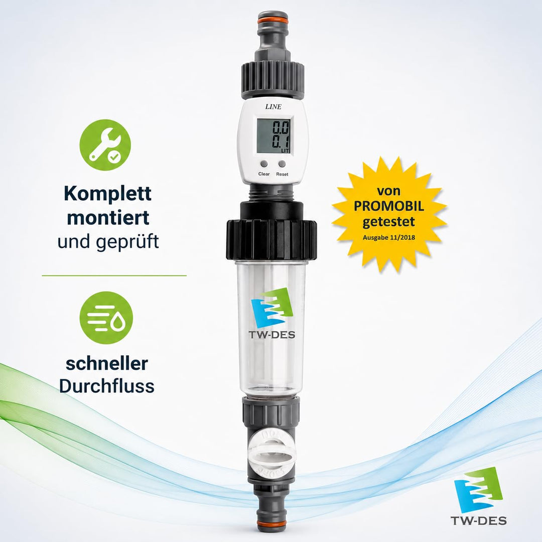TW-DES Befüllset "COMPLETE" mit Befüllfilter, Adapter, Schlauch für Wohnmobil, Caravan, Wohnwagen, B