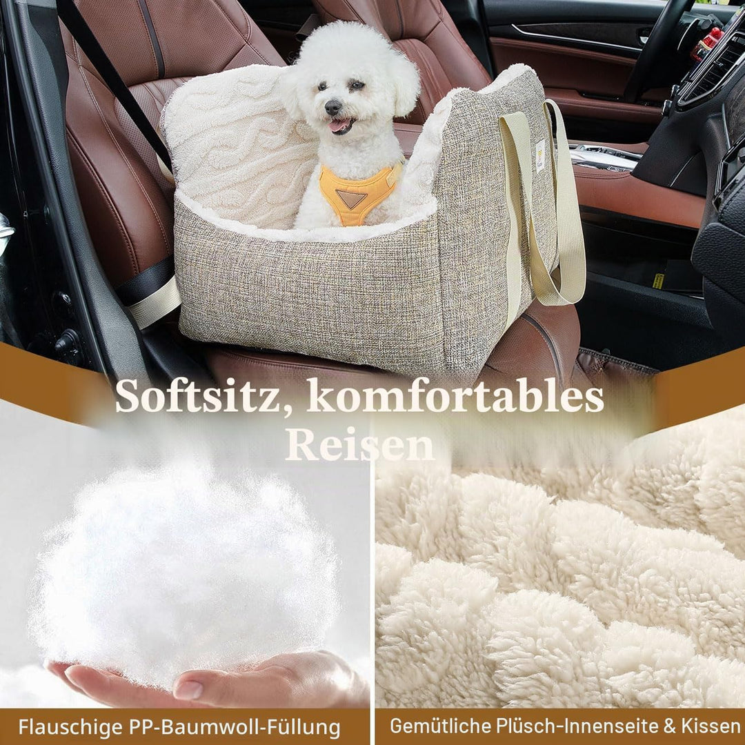 Pawaboo Hunde Autositz für kleine Hunde, Klein Hundesitz mit Fest Schnalle und Sicherheitsgurt, Verd