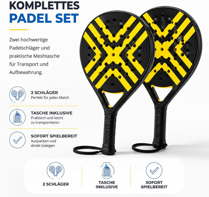 Padel Schläger Erwachsene Profi Racket Padelschläger Set mit Meshtasche Tennis Schläger für Anfänger