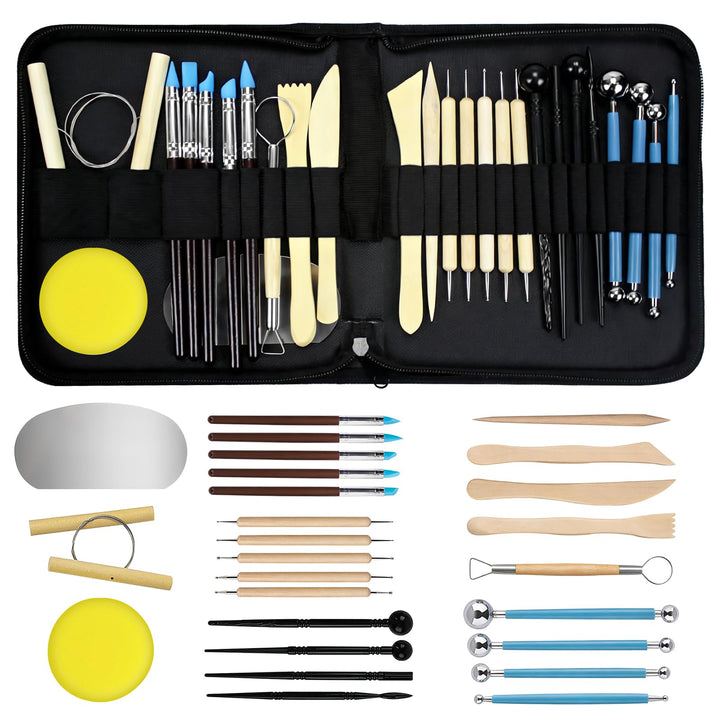 27 STK Modelierwerkzeug Ton Werkzeuge Set, Tool Polymer Clay, Modelliermasse mit Aufbewahrungstasche