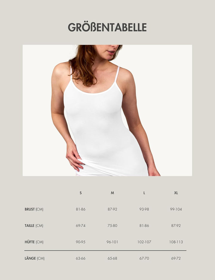 Basic Treasure 3er-Pack Unterhemden Damen, Spaghettiträger Top Damen, Premium Bambus Unterhemd Damen