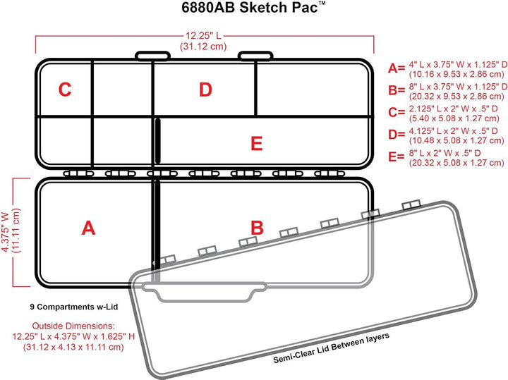 ArtBin 6880AB Sketch Pac Kleiner Kunst- und Bastel-Organizer, [1] Kunststoff-Aufbewahrungsbox, getei