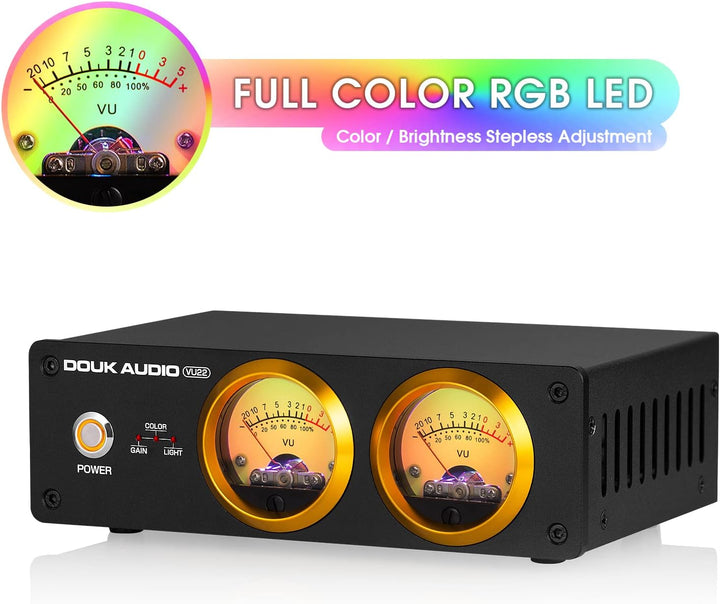 Douk Audio VU22 Duales analoges VU Meter Display DB Panel Musikspektrum MIC und LINE Schallpegelmess