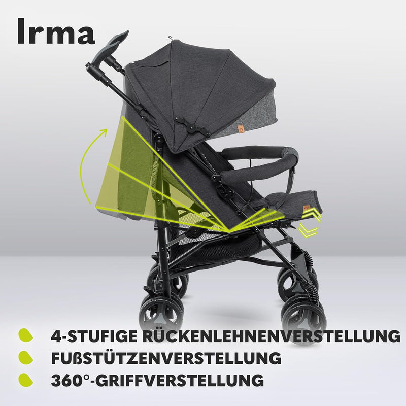 LIONELO Irma Kinderwagen bis 15 kg, Kinderwagen, leichter moderner Kinderwagen mit Liegefunktion, fa