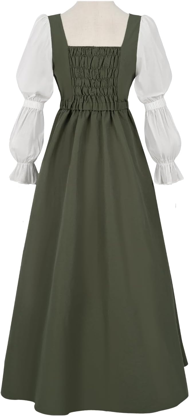 CR ROLECOS Damen Mittelalter Kleid Laternenärmel A-Linie Vintage Viktorianisches Kleid Renaissance K