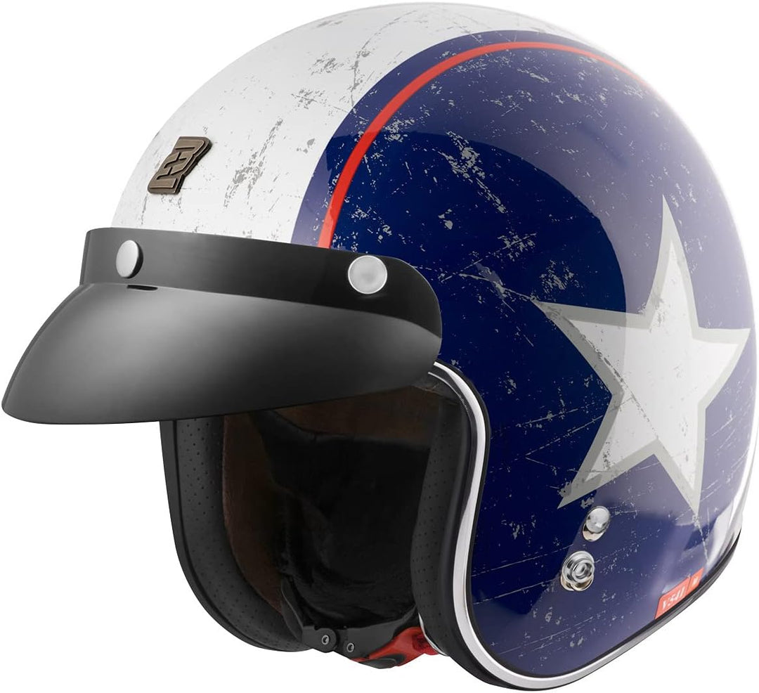 Bogotto V541 Rebel Jethelm (Red/Blue,XS) XS Rot/Blau, XS Rot/Blau