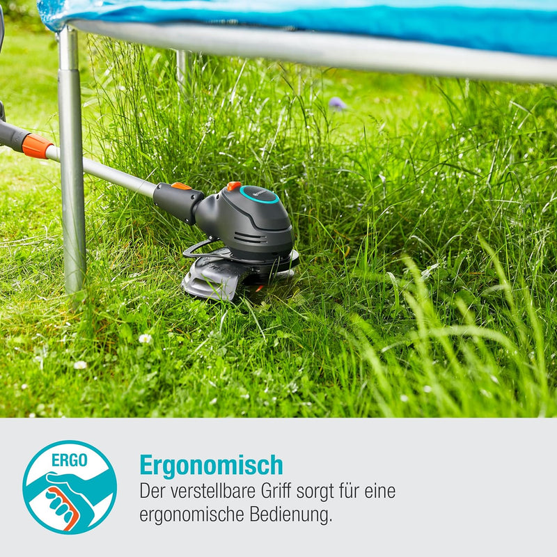 Gardena Akku-Trimmer ComfortCut 23/18V P4A Ready-To-Use Set: Rasentrimmer mit 230 mm Schnittkreis, T