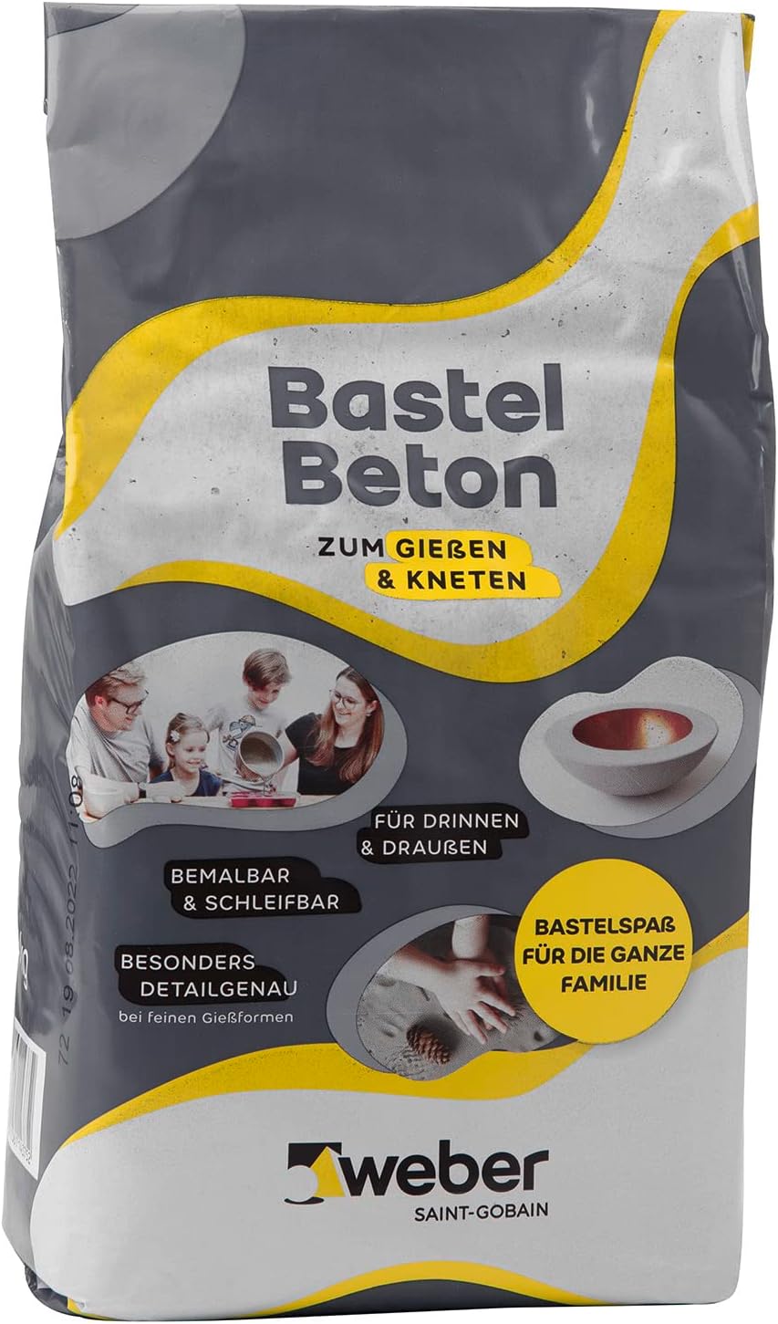 WEBER | Bastelbeton 5 kg | zum Giessen & Kneten | bemalbar, lackierbar, schleifbar | für Hobby- & Kr