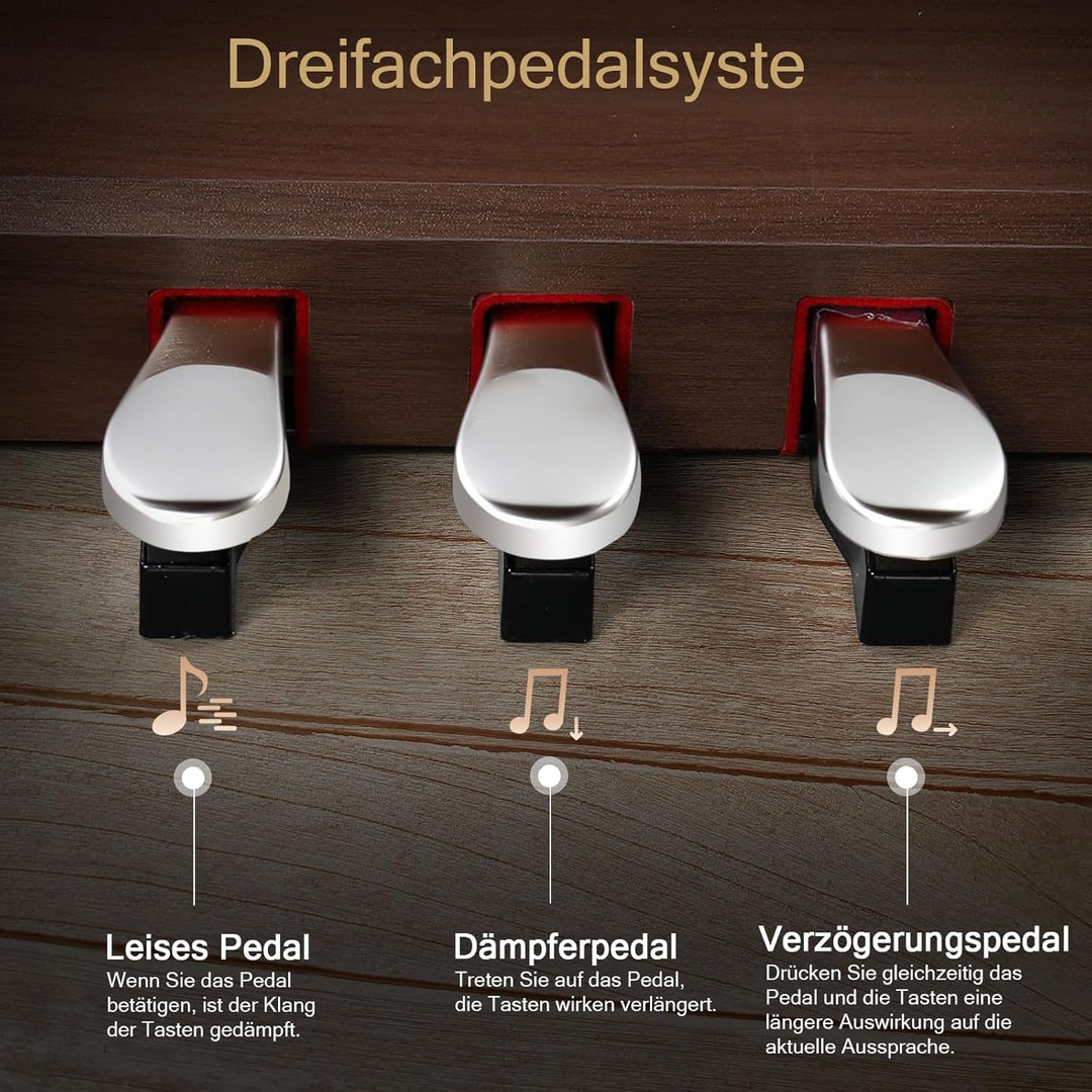 LEADZM 88 Tasten Digital Piano, Voll Gewichtete Tastatur, E-Piano mit MIDI-USB, Audio Bluetooth und