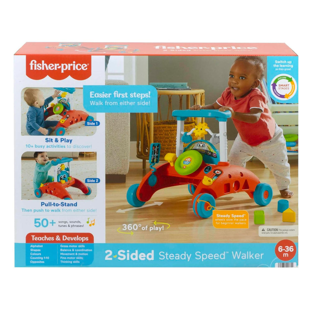 Fisher-Price - 2-Seiten Auto-Lauflernwagen, mitwachsendes interaktives Spiel-Center mit über 50 Lied