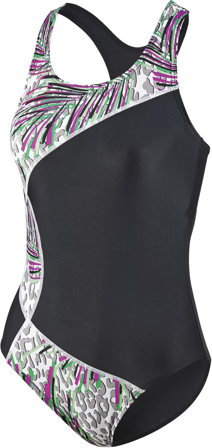 Beco Damen Schwimmanzug Aqua Badeanzug 46 Schwarz/Bunt, 46 Schwarz/Bunt