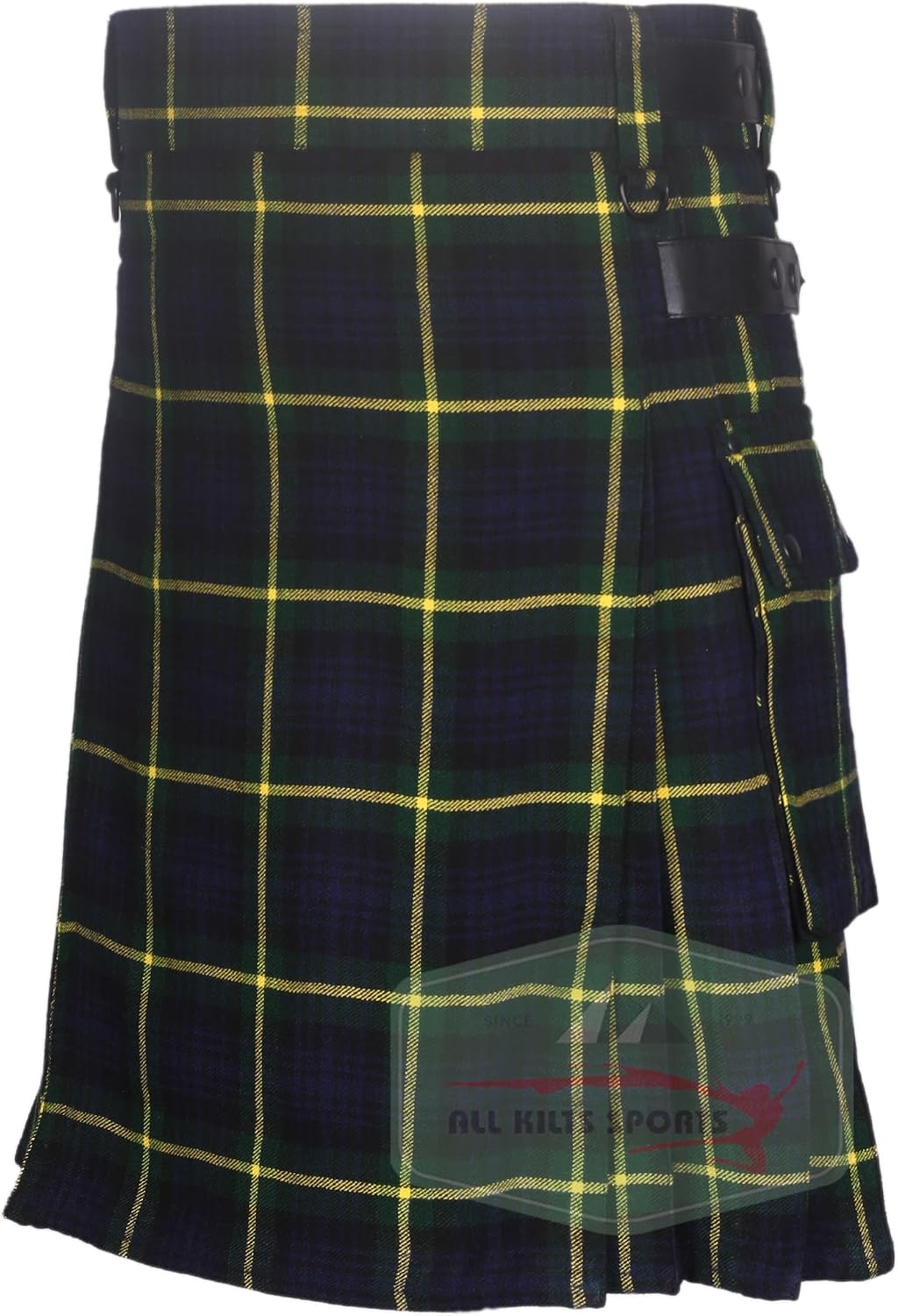 Utility-Kilt für Herren aus Acrylwolle mit Lederriemen Gordon Tartan 46, Gordon Tartan 46