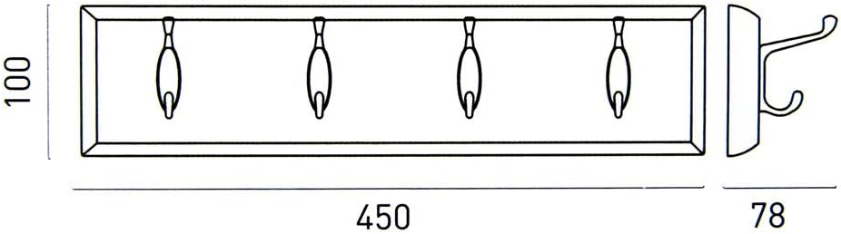 Lashuma Vintage Doppelhaken Garderobe 45x10 cm, 4er Bademantelhaken Altmessing, Belastbare Wand Hake