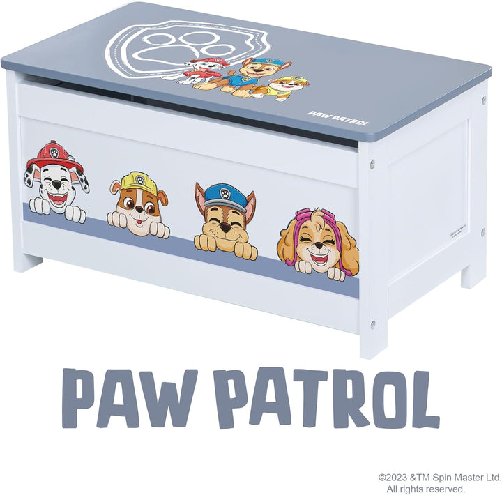 roba Spielzeugtruhe Paw Patrol für Kinder aus Holz - Aufklappbare Sitzfläche mit Dämpfungsbeschlag -